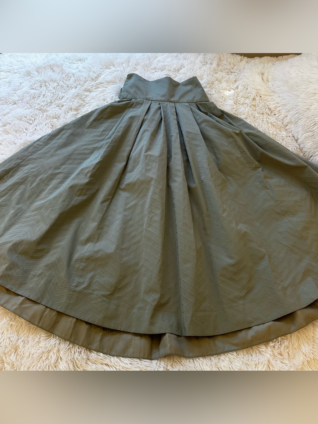 Snidel Sage Green Bow Waist Textured Maxi Skirt Nwt Size 1 Japanese Fashion — image 8 of 8